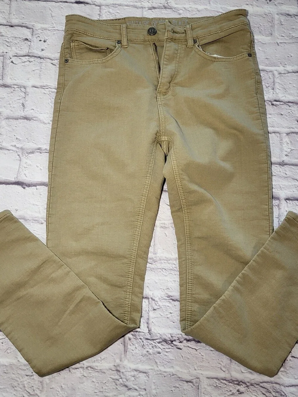 VGB Vintage Genes Black Mens Comfort Jeans Khaki Tan 30x32 Stretchy Terry Denim